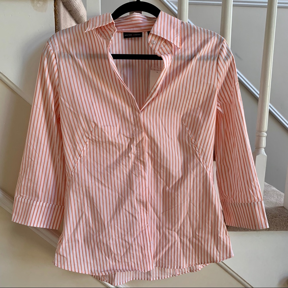 New York and Company Striped Button Down Shirt